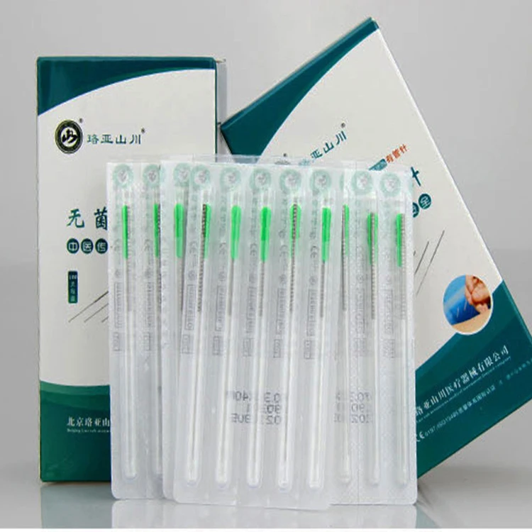 100 Piece Natural Aguja De Acupuntura Desechable Con Tubo Para Masaje