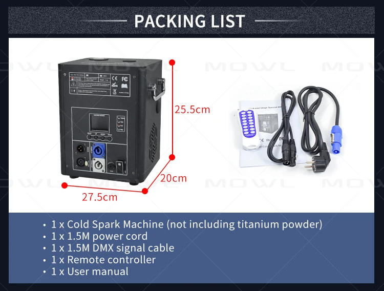 MOWL 750W DMX Fireworks Sparkler Fountain for Weddings