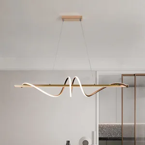 Gold Luxury Hanging Lamps Fixture Suspended Linear Led Ceiling Home Decor Modern Chandeliers Pendant Light for Kitchen Island