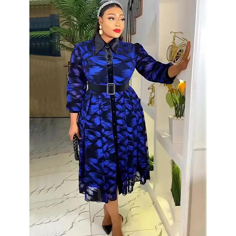 Wholesale Womens New fashion high neck elegant beaded large wing dress waist African dress Plus ize Womens Dresses Dresses Women,1 Piece