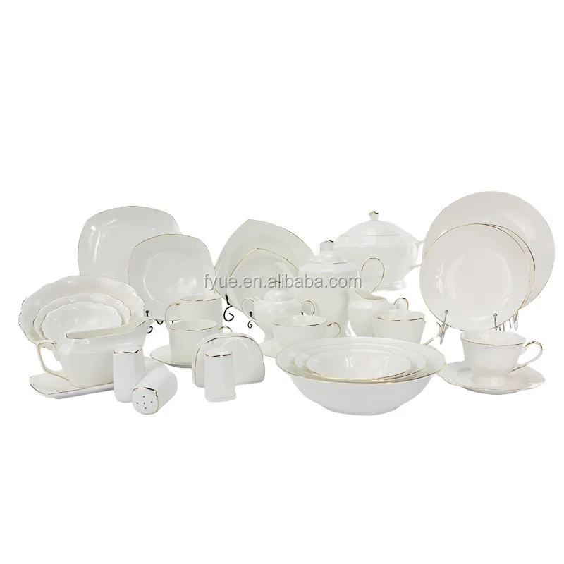 Gold Line Luxury Grace Designs Ceramic Porcelain Dinnerware 72 Pcs Fine Dinner Set