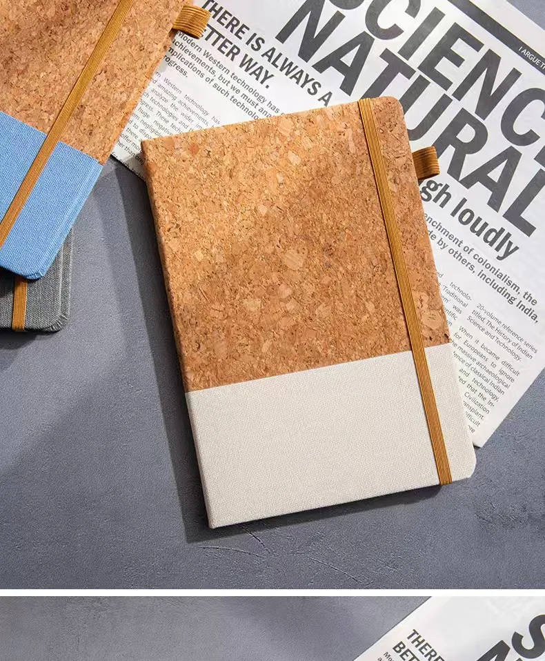 A5 notebook made of eco-friendly straw and cork can print logo for learning and office stationery wholesale