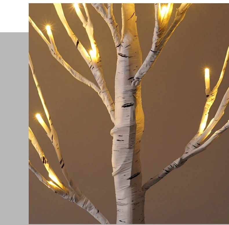 2ft 24 Led Birch Tree Lights Battery Powered Table Lamp Warm White