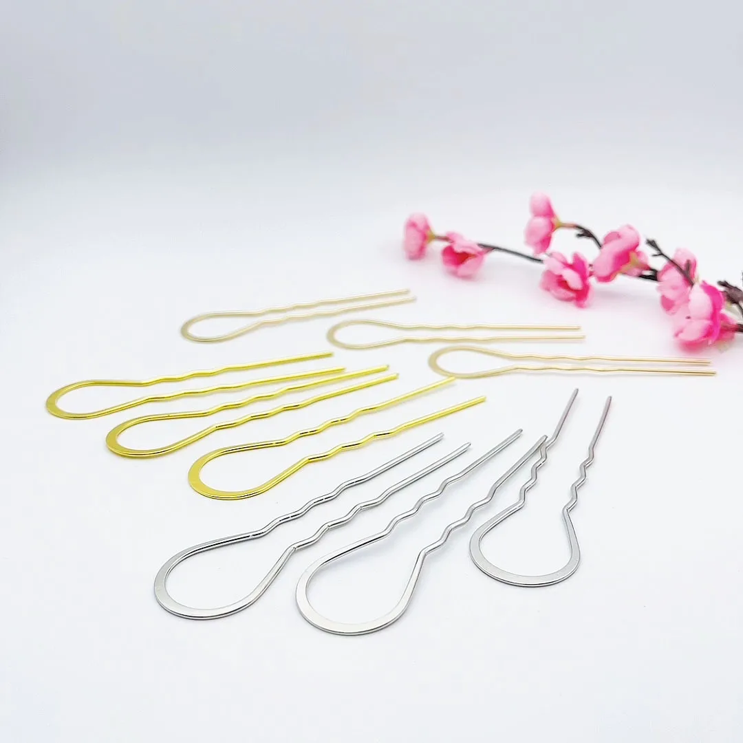 2 Prong Updo Silver And Rose Gold Plated Metal Branch French Hair Fork  Hairpins Copper Wire Wave U Shaped Hair Pins For Girls - Buy U Shaped Hair  Pins,Rose Gold Plated U Shape Metal Hairpins For