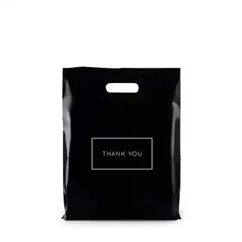 12" x 15" Die Cut Plastic Shopping Bags with Thank You Logo for Merchandise, Gifts, Trade Shows