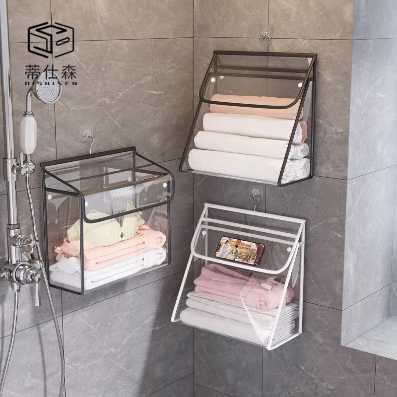 Bathroom Hanging Bag Bathroom Bath Waterproof Clothes Mobile Phone Bag Multifunctional Door Back Wall Storage Bag Artifact