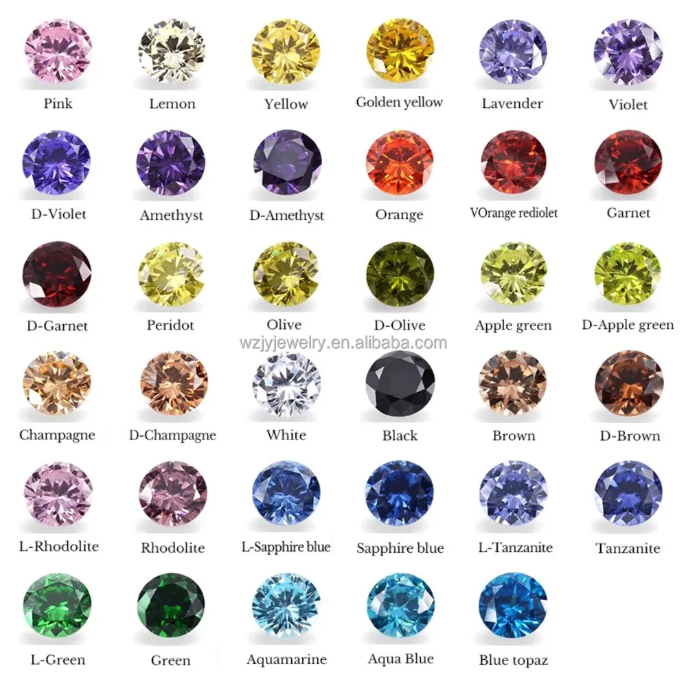 Free Samples Round Mixed Colors Gemstone Loose Cz Stones Cubic Zirconia ...