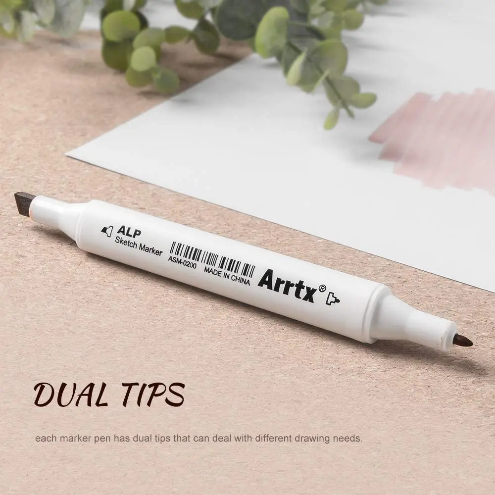 Arrtx Skin Tone 36 Colors Dual Tip Twin Marker Pens with Carry Bag