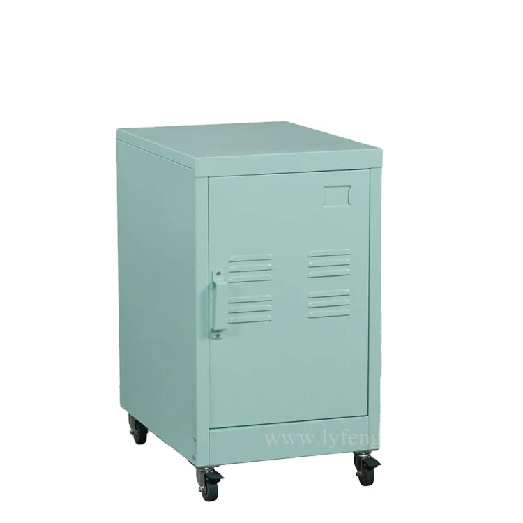 Small Size Storage Cabinet on Wheel Metal Bedside Cabinet