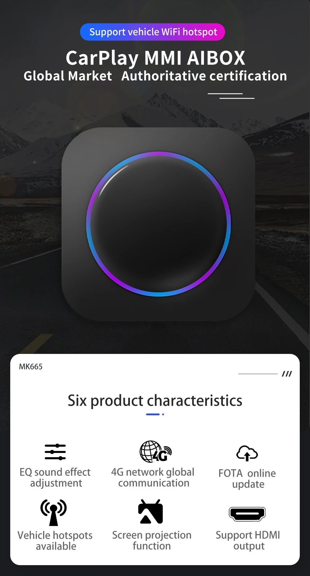 Iheylinkit Smart Carplay Ai Box 4+64g Builtin Gps Support Wireless