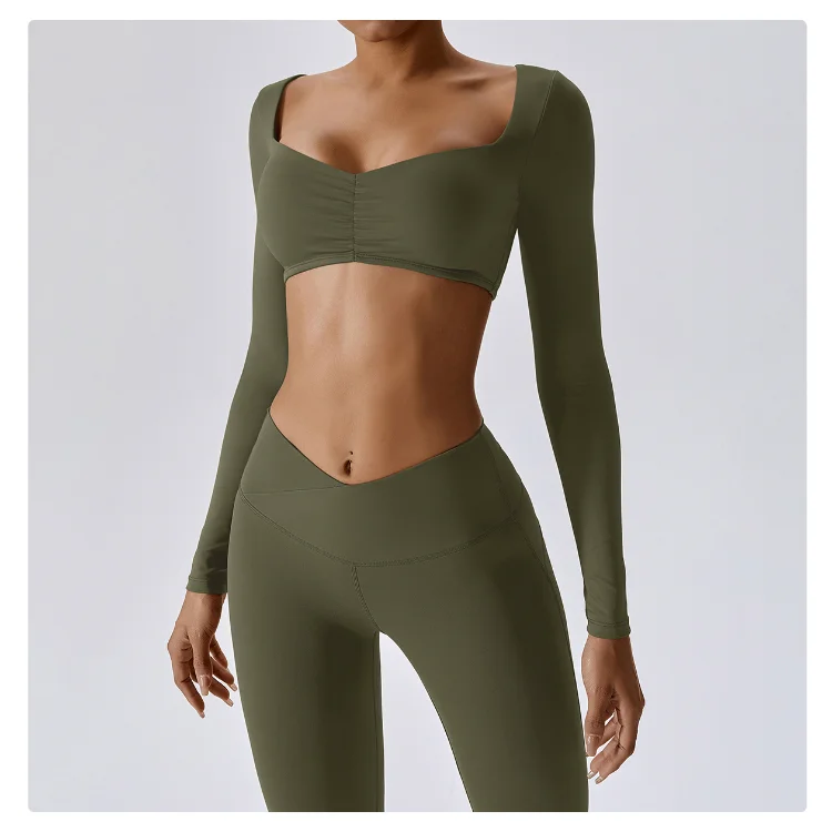 Amazing 2PCS Women Fitness Gym Set - Leggings + Cropped Sport Shirts - Sport Tracksuit (2U24) main image 0