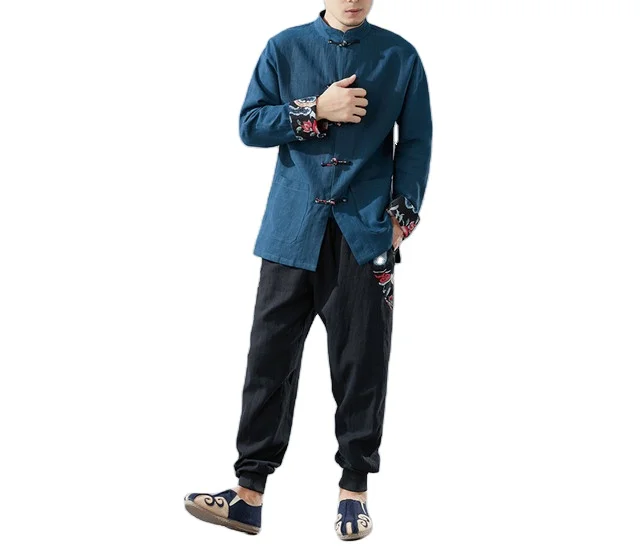 Camicia Estiva Uomo In Lino E Cotone - Tang Suit Cinese A Maniche Corte, Vestibilità Casual, Abbigliamento Leggero