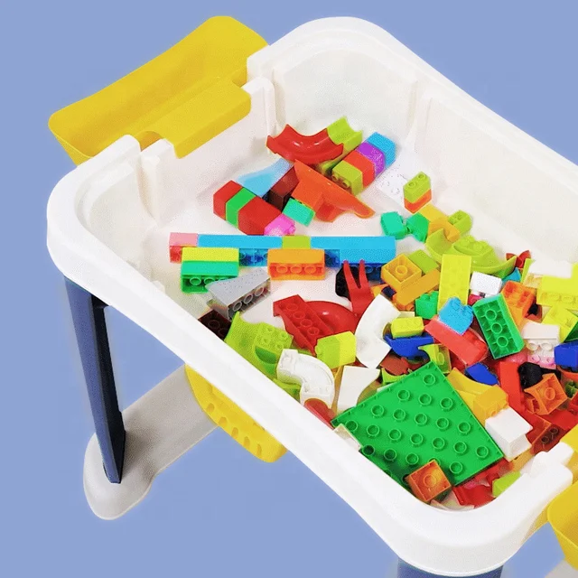 Kids Learning Playing Modular Building Block Table