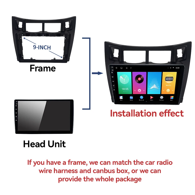 Simple Soft Navigation Frame Android Radio Frame 9 Inches Car Dvd Frame for 2005-2011 Toyota Yaris