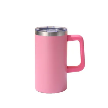 Customizable 20oz Stainless Steel Thermo Cup Portable Handle Solid Color Home Mug & Car Cup with 3L Cross-Border Vacuum Bottle