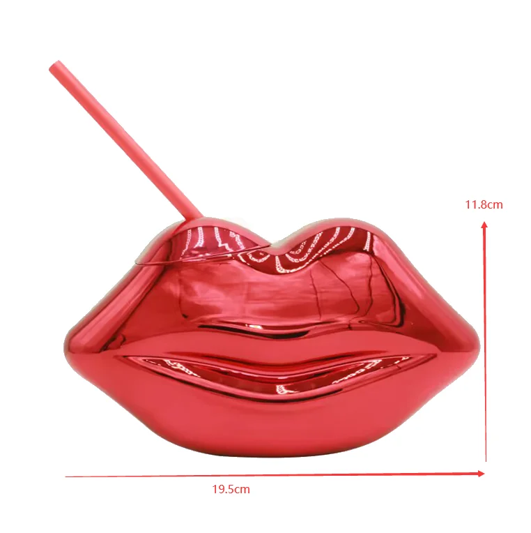 20 Oz/600 Ml Plastic Lip Novelty Drinking Vessel In Shinny Color In