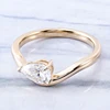 Bague moissanite en or massif 14 carats véritable