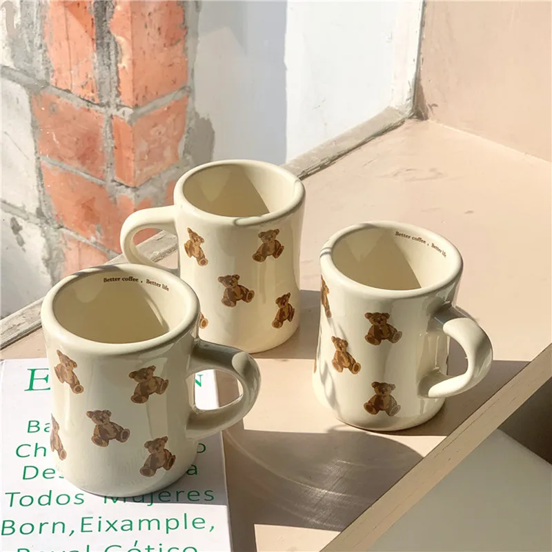 Ceramic Coffee Mug Unique Classic Design Kitchen Milk Tea Breakfast Drinking Cup Hot Cold Thermal Couples Home Use Great Food