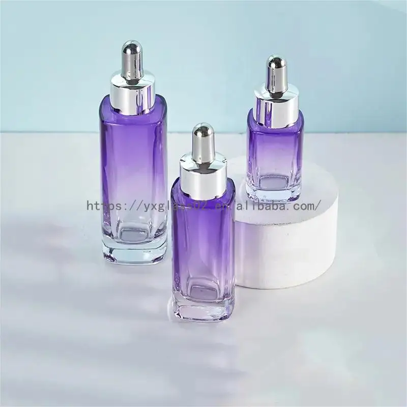 Supplier essential oil Square Serum glass Dropper Bottle skincare cosmetic container for lotion/Toner/skincare15ml30ml50ml supplier