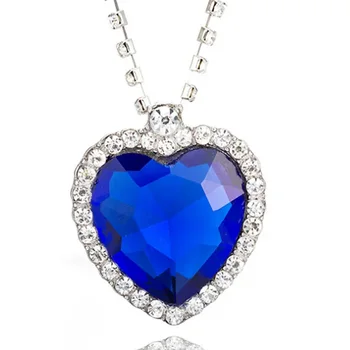 Movie Titanic Heart Of The Ocean Pendant Necklace Blue Red Crystals Pendant Diamond Necklaces For Women Gift