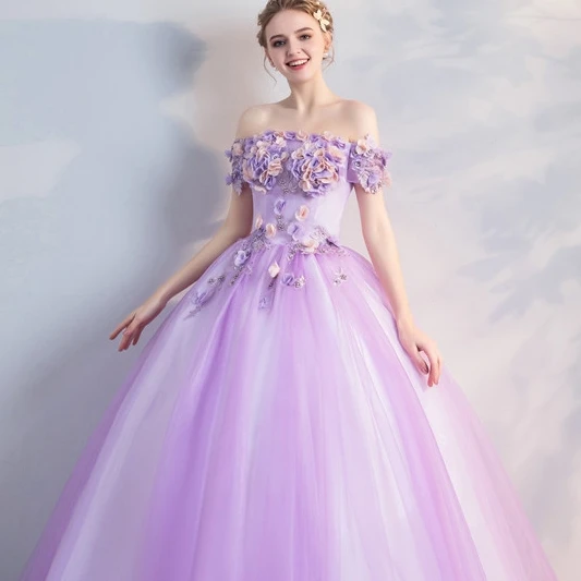 Grosir Feishiluo gaun malam pernikahan berwarna Organza Tulle ungu Modern  dengan manik-manik bunga renda untuk wanita