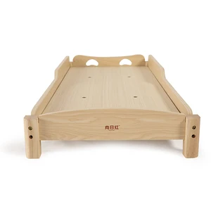 Solid Wood Natural Kids Bed Contemporary Style for Kindergarten Classic Children Bed Solid Wood Bedroom Patchwork Bed