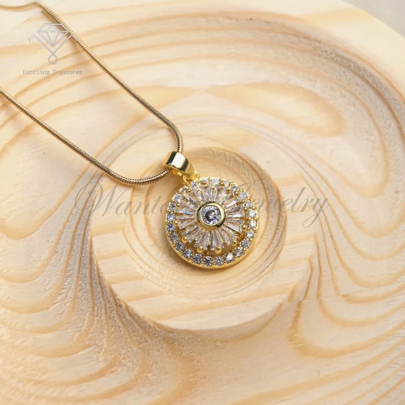 ZZ047 TRENDY Jewelry Ladies 18K Gold Plated Rotation Zircon Flower