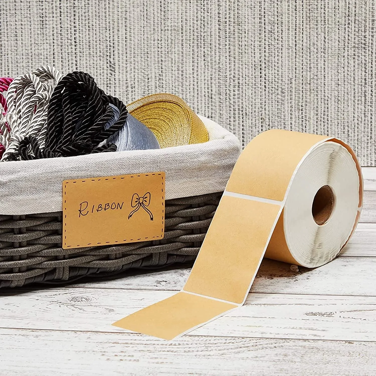 Étiquettes Cœurs Papier Kraft 30mm - Rouleau 1000 Stickers - Adhésif Fort - Marron Naturel