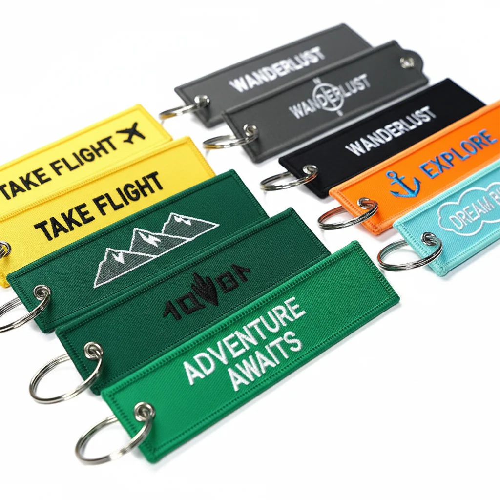 Custom Logo Printed Sublimation Strap Wrist Woven Keychain Lanyard Short Key Chain Jet Tag Lanyards
