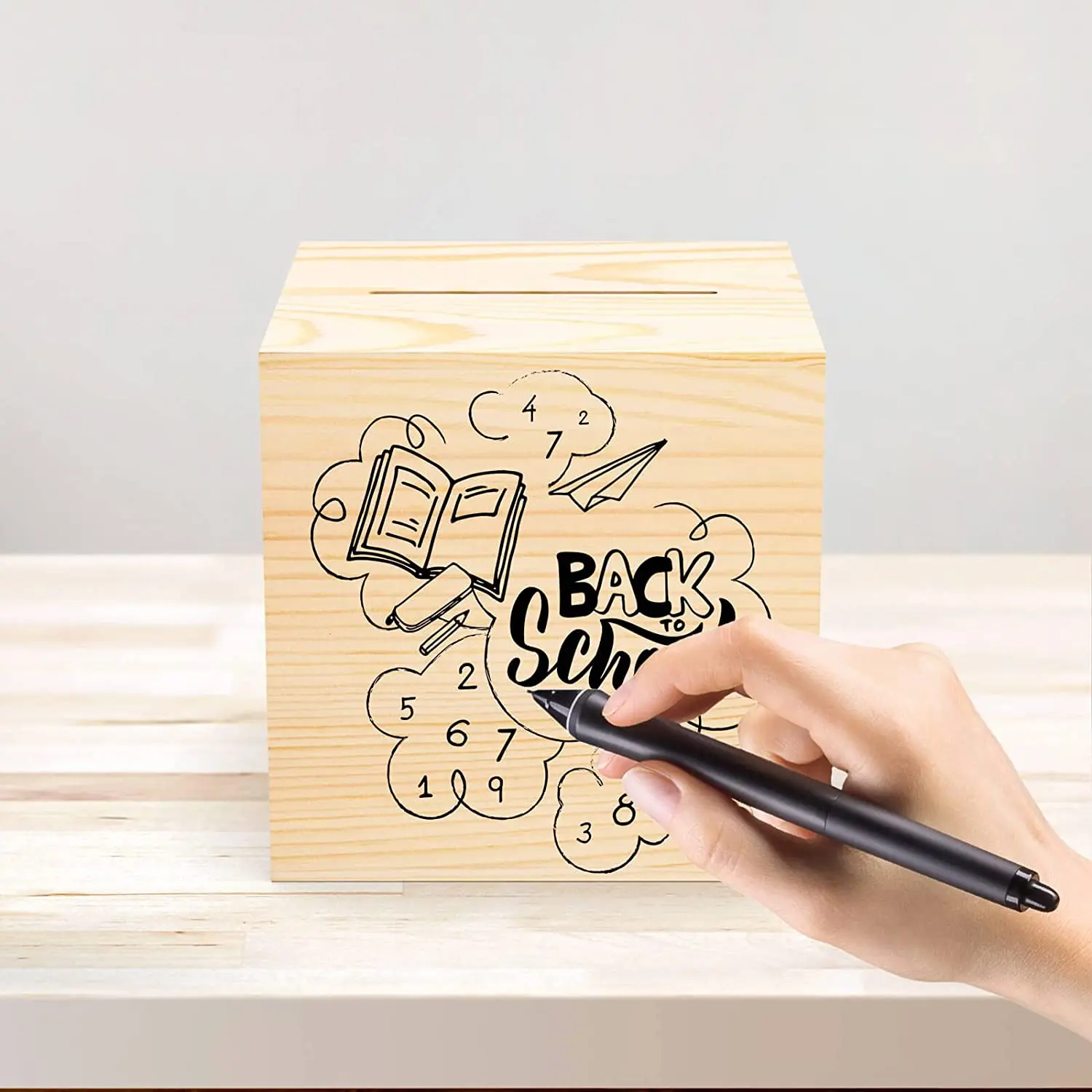 PUSELIFE деревянное ремесло, большая пустая деревянная 365 копилка для денег для взрослых с логотипом