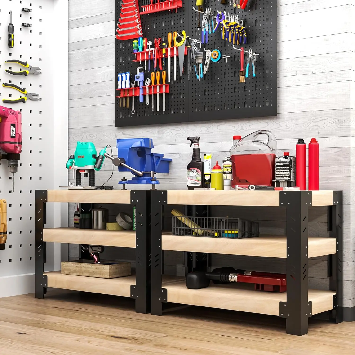 Universal Steel Work Bench Leg Kit - Adjustable & Durable