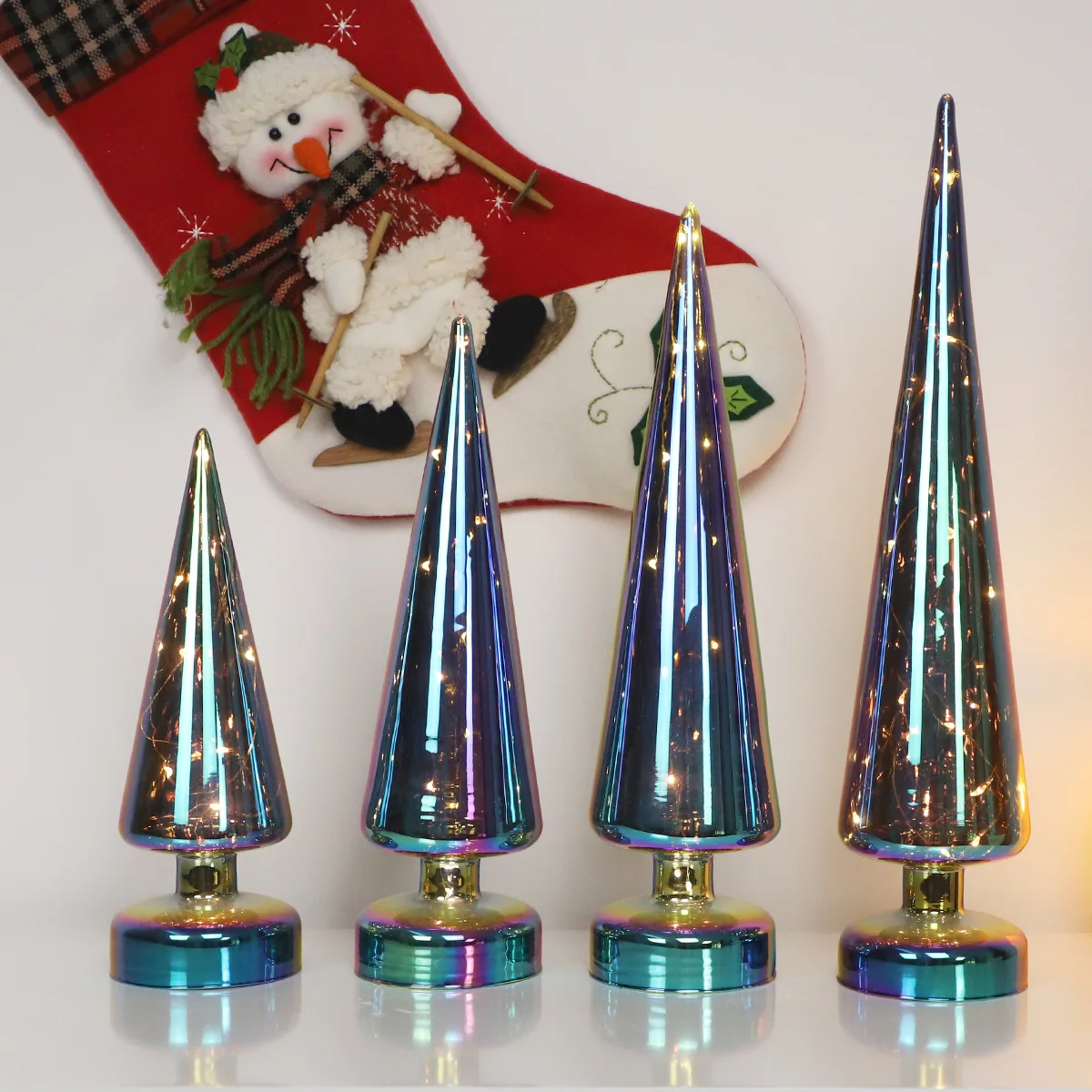 luxury wholesale blown glass christmas decorations lights led table top christmas tree