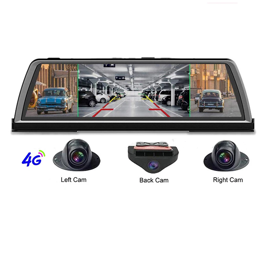 2019 New Car DVR Dash Cam 4G WiFi 4 Camera ADAS Android 10 Center Console  Mirror GPS FHD 1080P Rear Lens Video Recorder