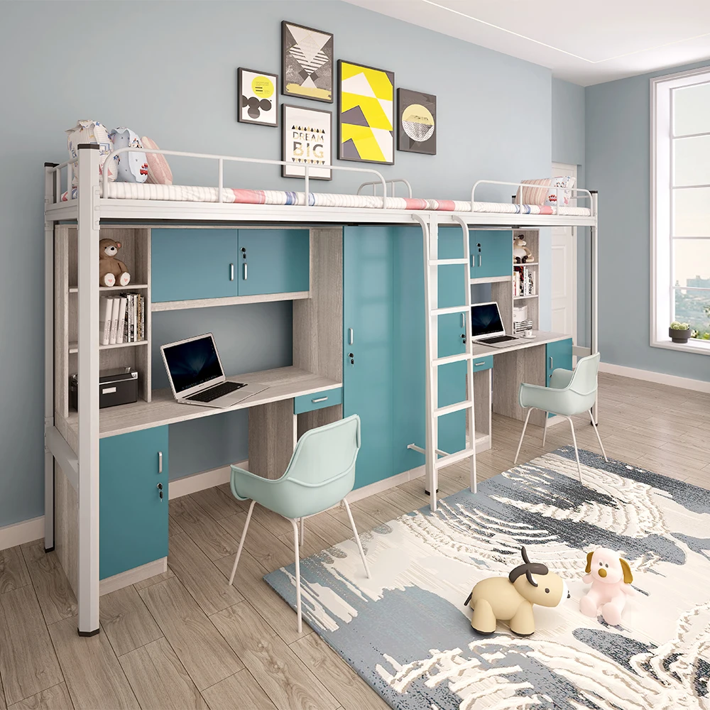 Short Delivery Time Executive School Double Students Bed Dormitory Iron Bunk Beds Kids With Stairs Trundle