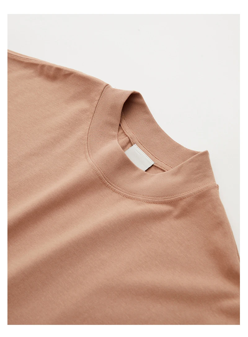 YLS High Quality Customize Mens Wide Neck T Shirt 100 Cotton