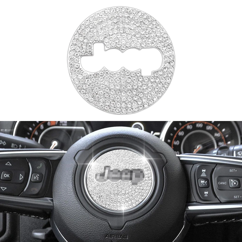 Carcarmy Steering Wheel Emblem Covers For Jeep Wrangler Accessories Gladiator Bling Rhinestones