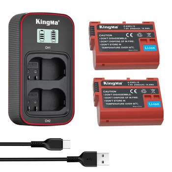 KingMa EN-EL15 High Capacity 2400mAh Lithium Ion Batteries and Portable Usb-c Charger Kit for Nikon