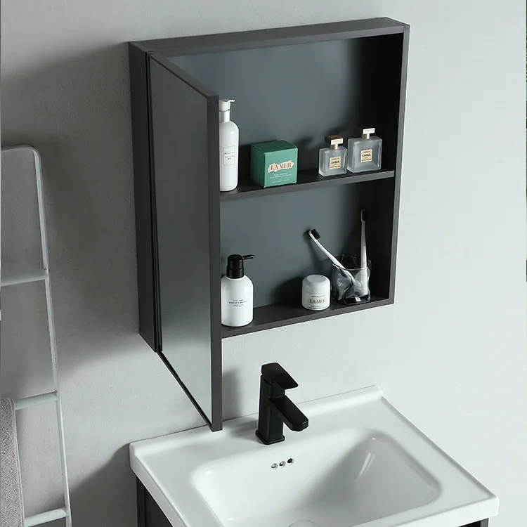 Modern balcony simple wall-mounted new design aluminum bathroom sink vanity mirror cabinet factory