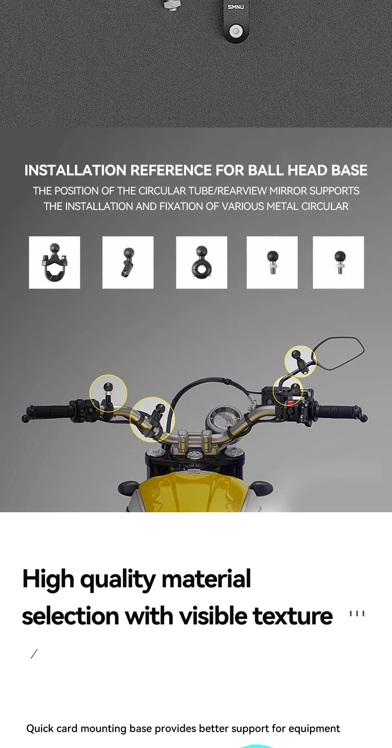 product smnu rugged high torque lock mount magnetic waterproof suspension mobile phone holder anti theft design for motorcycle riding-6