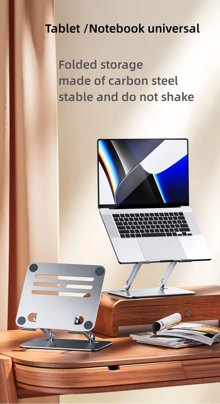 Computer Riser With Swivel Feature Boneruy Ergonomic Metal Riser Swivel Adjustable Portable Foldable Metal ...