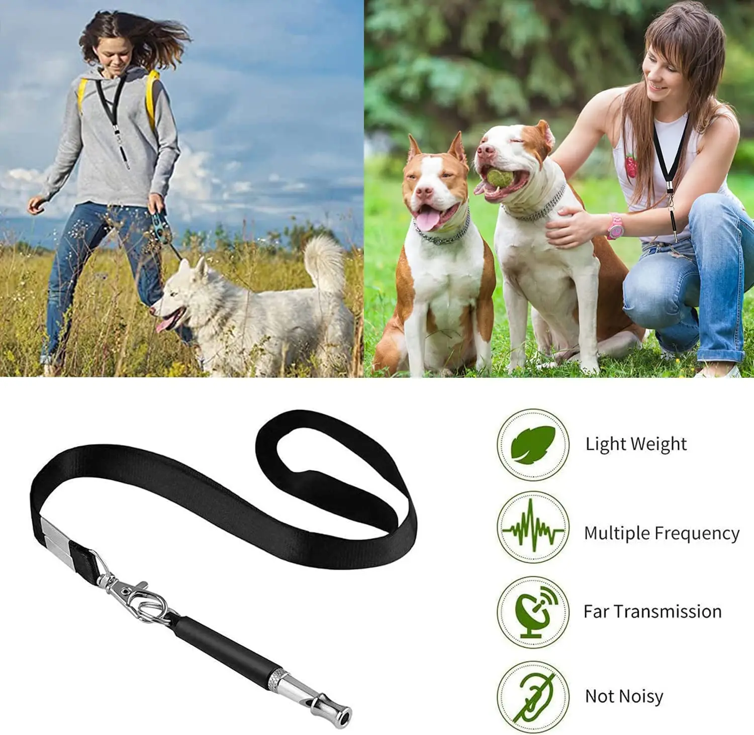3 Pcs Ultrasonic Dog Whistle With Lanyard Professional Recall Dog Stop