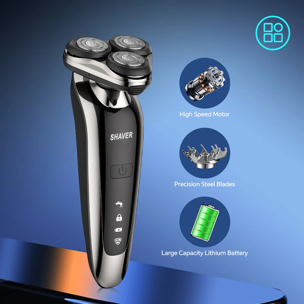 Three-Blade Rotary Electric Shaver USB Powered Waterproof Floating Rotating Type-C Charging for Household RV Hotel Use manufacture