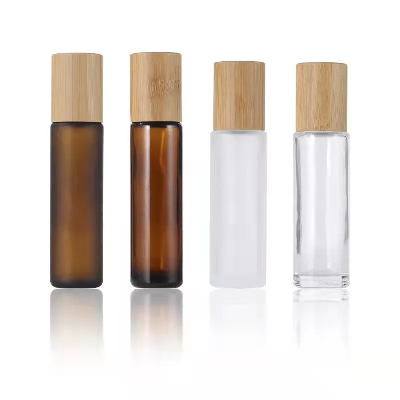 5ml 10ml 15ml Perfume Essential Oil Round Glass Roll on Bottle Skin Care Rolling Bottle Steel  Glass Bead Packaging Serum