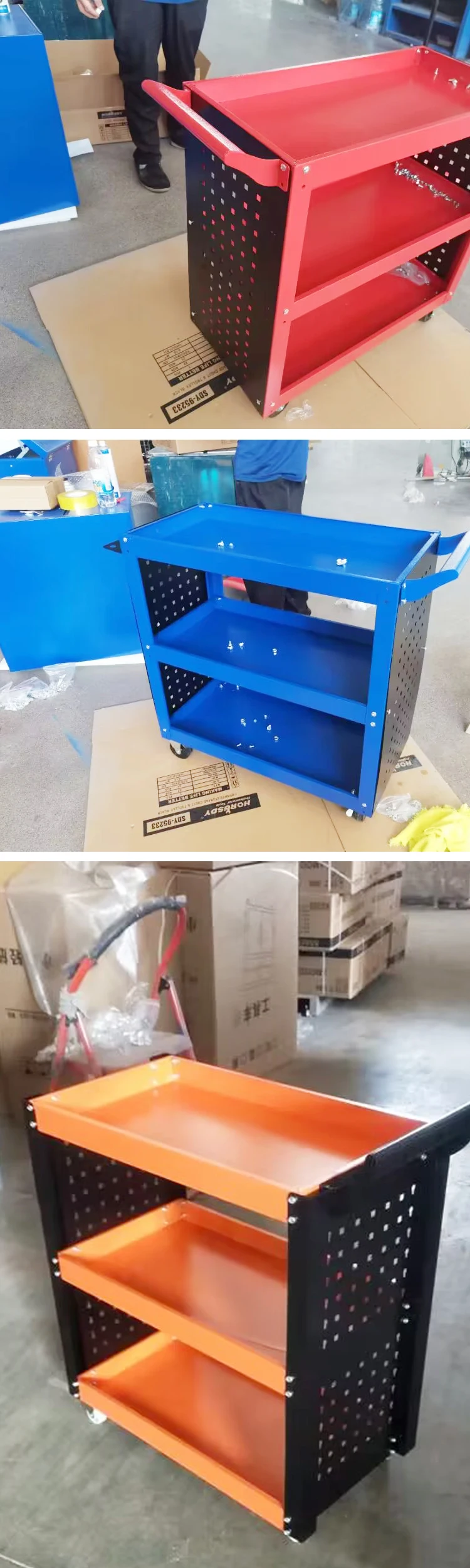 Goshen 3 Tier Layer Heavy Duty Industrial Warehouse Rolling Hand Carts