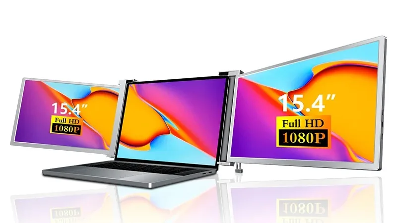 15.4 Inch Portable Monitor Tri Screen Split Screen Monitor Expandable ...