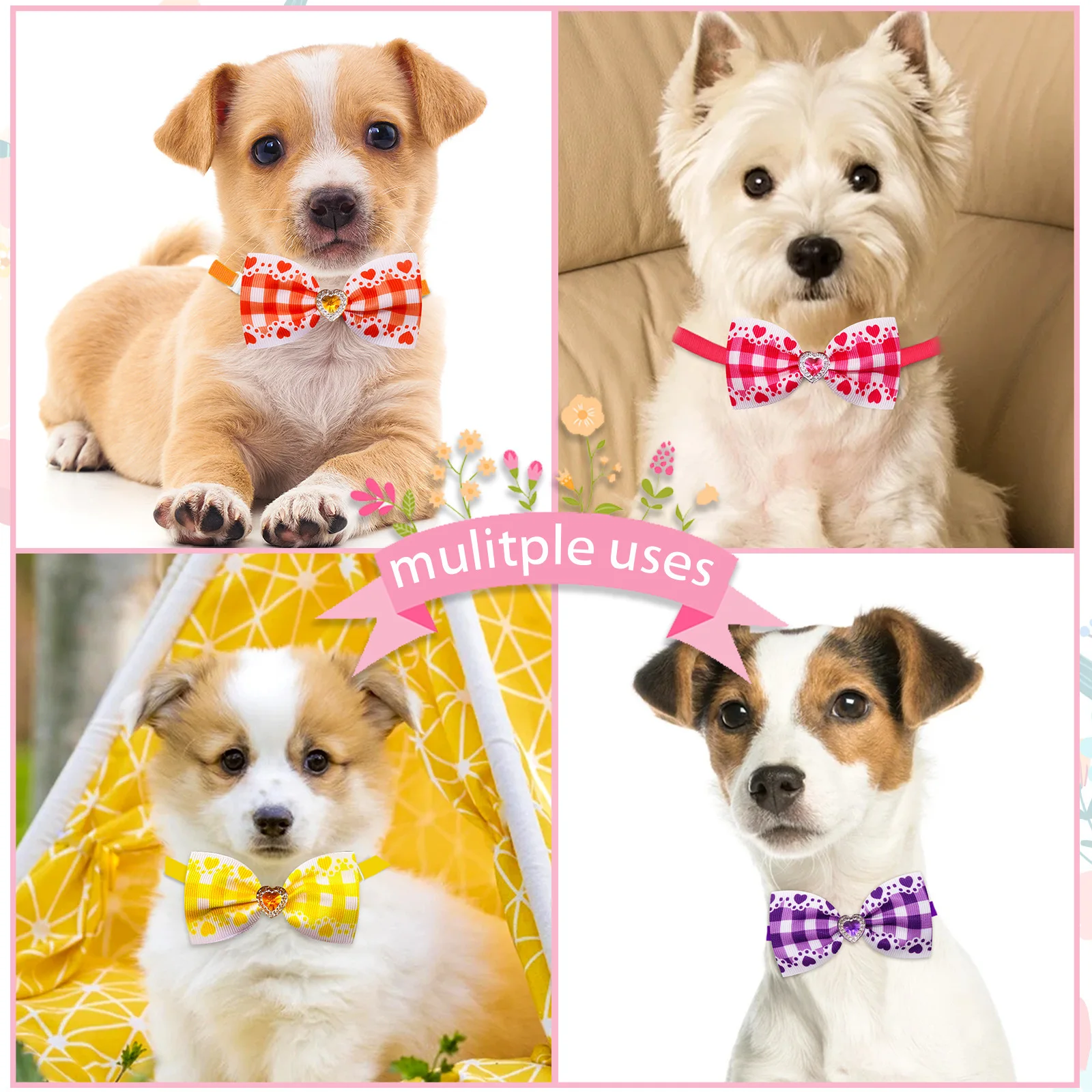 Pet Plaid Love Diamond Bow Tie Collar H639783dd5033402aaf45e06ea780c8dc9