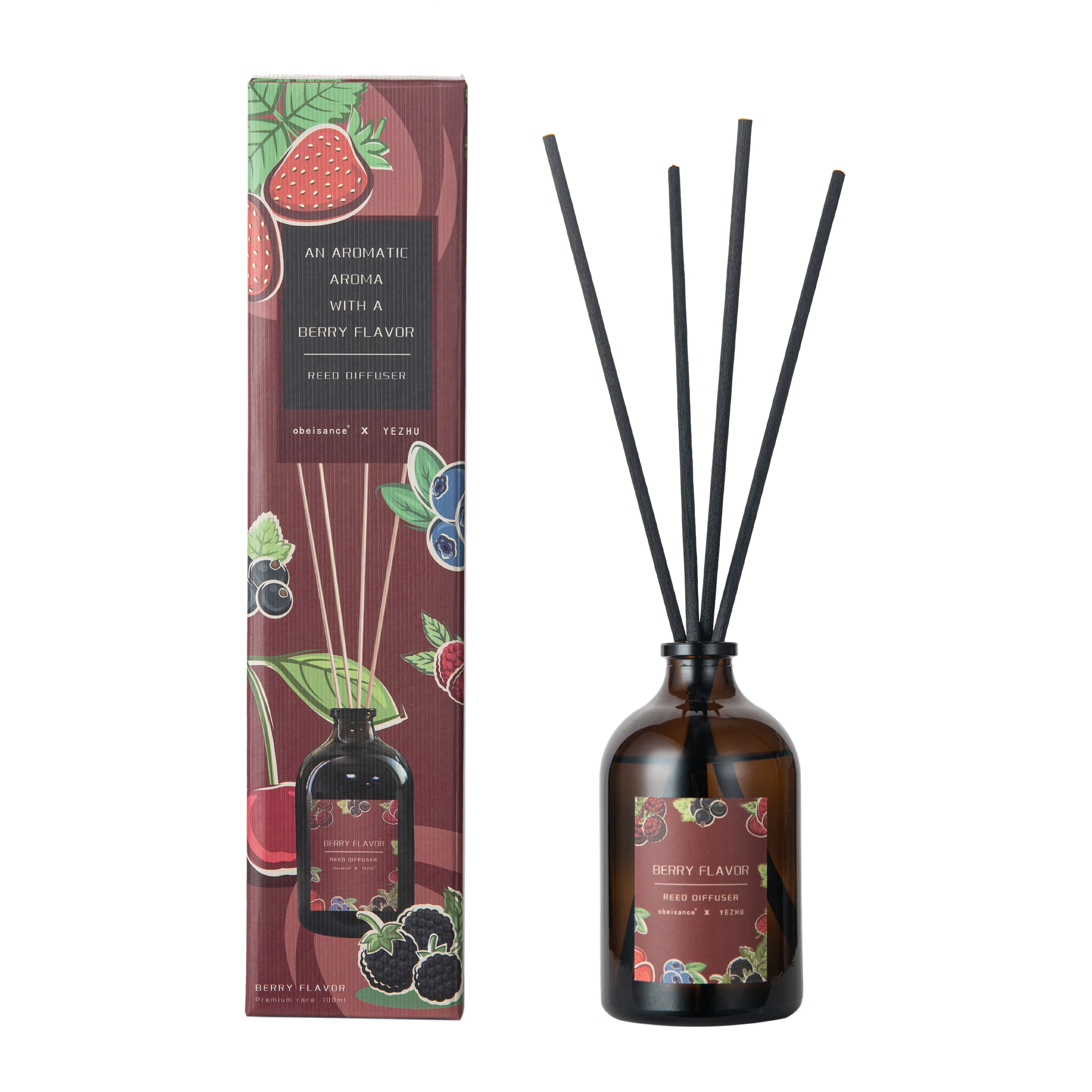 Customize Personal Label 100ml Wine Shape Glass Bottle Fiber Sticks Soft Packing Fireless Reed Diffuser