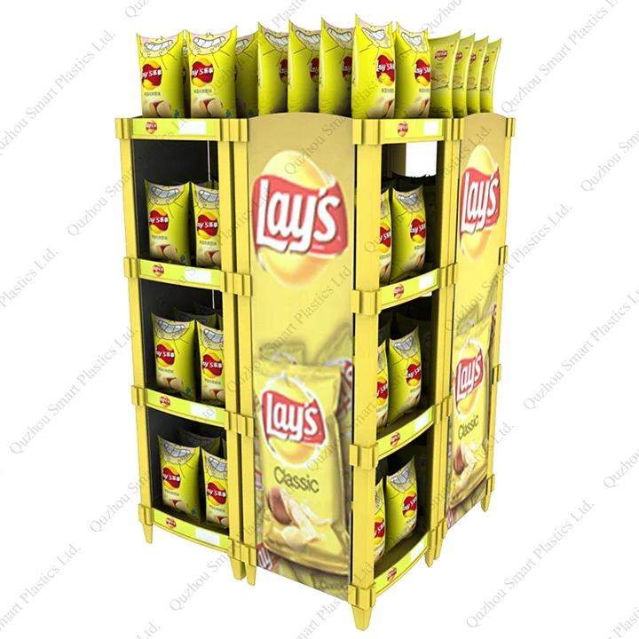Retail Store Counter Display Exhibidor Modular Water Bottle Display Stand Plastic Product Rack