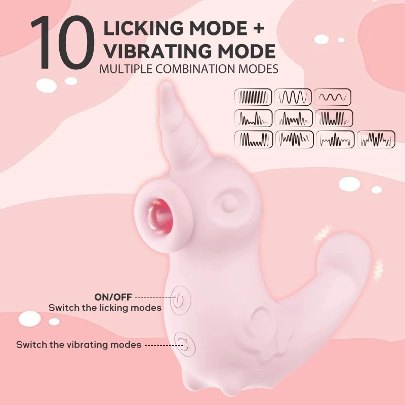 Realistic Rechargeable Unicorn Shaped Clitoral Suction And Tongue Licking Vibrator Woman Masturbation Sex Toy_voghion.com