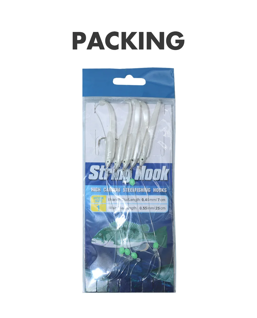 GS Sabiki Rigs Fishing Flasher Lures Bait Rigs Fish Skin Glow Fishing ...